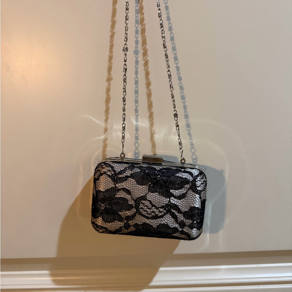 Gunne Sax Jessica McClintock Elegant Black Lace Clutch Bag